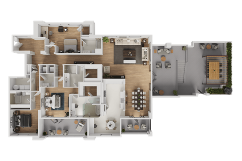 Floor plan for 3 beds, 4.5 baths, 2911 sqft
